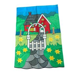 Vintage C&F Trading Yard Flag House Gate Garden Spring Summer Outdoor Nylon